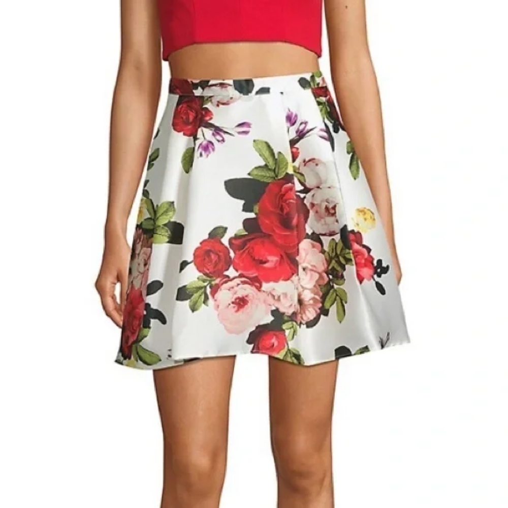 *NWOT* Pleated Floral Skirt (Sequin Hearts) - Women's Size 7
